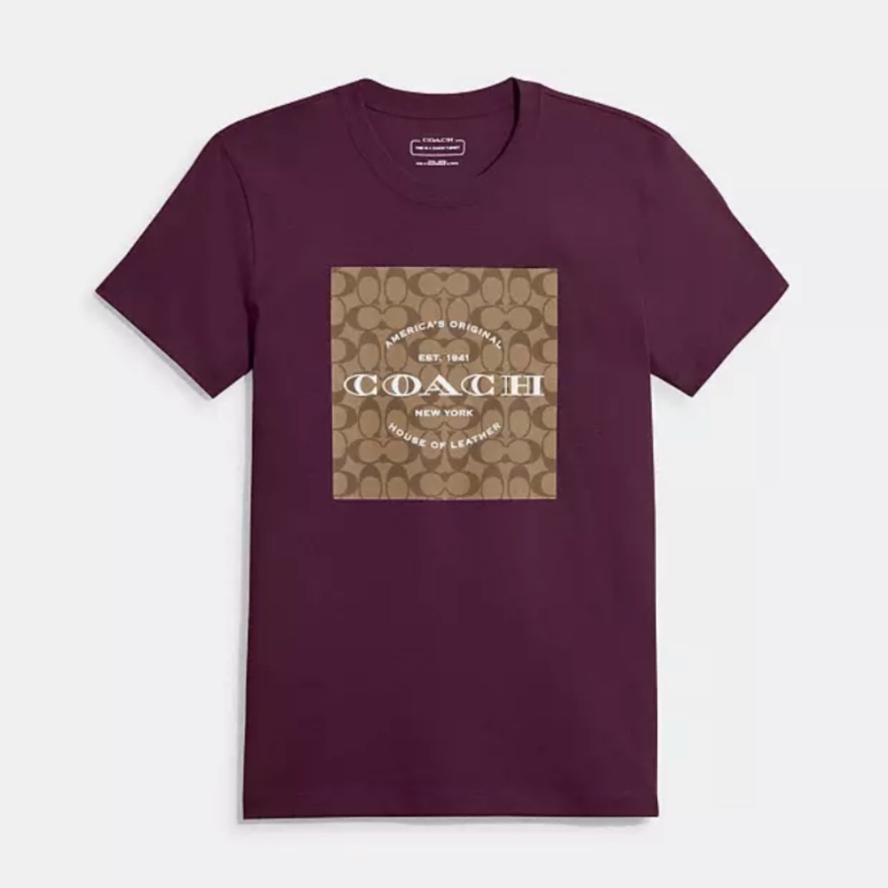 New Coach Beet Signature T Shirt In Organic Cotton - Picture 3 of 3